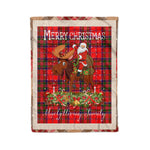 Personalized Gift Plaid Tartan Blanket Clan MacGillivray Modern With Moose Lover Xmas Gift Santa Riding Christmas Fleece Blanket