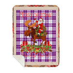 Personalized Gift Plaid Tartan Blanket Clan Dunlop Dress With Moose Lover Xmas Gift Santa Riding Buffalo Plaid Christmas Sherpa Blanket
