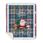 Personalized Gift Tartan Plaid Blanket Clan Napier With Funny Santa Snowman Reindeer Merry Christmas Gift Sherpa Blanket, blue plaid sherpa blanket,blue tartan sherpa blanket,Buchan,buffalo plaid sherpa blanket,christmas sherpa blanket,Christmas Throw Blanket