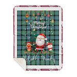 Personalized Gift Tartan Plaid Blanket Clan Melville Hunting With Funny Santa Snowman Reindeer Merry Christmas Gift Sherpa Blanket, blue plaid sherpa blanket,blue tartan sherpa blanket,Buchan,buffalo plaid sherpa blanket,christmas sherpa blanket,Christmas Throw Blanket