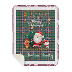 Personalized Gift Tartan Plaid Blanket Clan MacFarlane Hunting With Funny Santa Snowman Reindeer Merry Christmas Gift Sherpa Blanket, blue plaid sherpa blanket,blue tartan sherpa blanket,Buchan,buffalo plaid sherpa blanket,christmas sherpa blanket,Christmas Throw Blanket