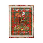 Personalized Gift Plaid Tartan Blanket Clan MacGregor Ancient With Moose Lover Xmas Gift Santa Riding Christmas Fleece Blanket