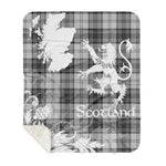 Sherpa Blanket - Tartan Blanket Thistle and Lion Scottish Clan Douglas Grey Modern Plaid Blanket, plaid sherpa blanket queen,purple sherpa blanket,queen sherpa blanket,queen size sherpa blanket,red sherpa blanket,scottish tartan blankets,sherpa blanket,sherpa christmas blanket