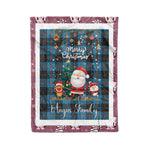 Personalized Gift Tartan Plaid Blanket Clan Angus Ancient With Funny Santa Snowman Reindeer Merry Christmas Fleece Blanket, Home Living Room, Plaid Blanket, Tartan Blanket, Scottish Blanket, Buffalo fleece blanket, Christmas Blanket