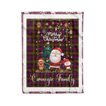 Personalized Gift Tartan Plaid Blanket Clan Carnegie Modern With Funny Santa Snowman Reindeer Merry Christmas Fleece Blanket, Home Living Room, Plaid Blanket, Tartan Blanket, Scottish Blanket, Buffalo fleece blanket, Christmas Blanket