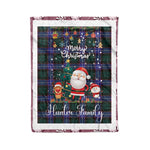 Personalized Gift Tartan Plaid Blanket Clan Hunter With Funny Santa Snowman Reindeer Merry Christmas Fleece Blanket, Christmas Blanket, Plaid Blanket, Tartan Blanket,Scottish Blanket