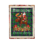 Personalized Gift Plaid Tartan Blanket Clan Duncan With Moose Lover Xmas Gift Santa Riding Christmas Fleece Blanket