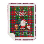 Personalized Gift Tartan Plaid Blanket Clan MacCulloch With Funny Santa Snowman Reindeer Merry Christmas Gift Sherpa Blanket, blue plaid sherpa blanket,blue tartan sherpa blanket,Buchan,buffalo plaid sherpa blanket,christmas sherpa blanket,Christmas Throw Blanket-Recovered