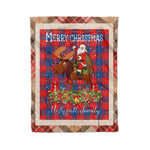 Personalized Gift Plaid Tartan Blanket Clan McKerrell Red With Moose Lover Xmas Gift Santa Riding Christmas Fleece Blanket