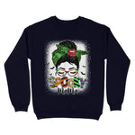 Spooky Mama Messy Bun Skull Mom Monster Bleached Halloween Womens Halloween Sweatshirts, Halloween Sweatshirt Plus Size - Scotstee Shop