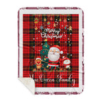 Personalized Gift Tartan Plaid Blanket Clan MacQueen With Funny Santa Snowman Reindeer Merry Christmas Gift Sherpa Blanket, blue plaid sherpa blanket,blue tartan sherpa blanket,Buchan,buffalo plaid sherpa blanket,christmas sherpa blanket,Christmas Throw Blanket