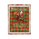 Personalized Gift Plaid Tartan Blanket Clan Grierson With Moose Lover Xmas Gift Santa Riding Christmas Fleece Blanket