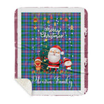 Personalized Gift Tartan Plaid Blanket Clan Pitcairn With Funny Santa Snowman Reindeer Merry Christmas Gift Sherpa Blanket, blue plaid sherpa blanket,blue tartan sherpa blanket,Buchan,buffalo plaid sherpa blanket,christmas sherpa blanket,Christmas Throw Blanket