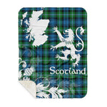Scotstee Shop - Tartan Blanket Thistle and Lion Scottish Clan Lyon Hunting Plaid Blanket - Sherpa Blanket