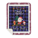 Personalized Gift Tartan Plaid Blanket Clan Dunlop With Funny Santa Snowman Reindeer Merry Christmas Gift Sherpa Blanket, blue plaid sherpa blanket,blue tartan sherpa blanket,Buchan,buffalo plaid sherpa blanket,christmas sherpa blanket,Christmas Throw Blanket