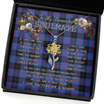 To My Beautiful Soulmate Sunflower Necklace In Your Eyes I Have Found My Home Clan Maule Modem Tartan Jewelry For Girlfriend, Tartan Sunflower Pendant Necklace, Scottish Tartan Jewelry, valentine necklace, necklace girlfriend, necklace for wife, cute necklaces for girlfriend, jewelry for girlfriend, to my soulmate necklace, to my future wife necklace