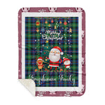 Personalized Gift Tartan Plaid Blanket Clan Farquharson Ancient With Funny Santa Snowman Reindeer Merry Christmas Gift Sherpa Blanket, blue plaid sherpa blanket,blue tartan sherpa blanket,Buchan,buffalo plaid sherpa blanket,christmas sherpa blanket,Christmas Throw Blanket