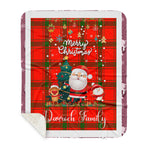 Personalized Gift Tartan Plaid Blanket Clan Darroch With Funny Santa Snowman Reindeer Merry Christmas Gift Sherpa Blanket, blue plaid sherpa blanket,blue tartan sherpa blanket,Buchan,buffalo plaid sherpa blanket,christmas sherpa blanket,Christmas Throw Blanket