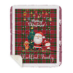 Personalized Gift Tartan Plaid Blanket Clan Blackford With Funny Santa Snowman Reindeer Merry Christmas Gift Sherpa Blanket, blue plaid sherpa blanket,blue tartan sherpa blanket,Buchan,buffalo plaid sherpa blanket,christmas sherpa blanket,Christmas Throw Blanket