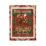Personalized Gift Plaid Tartan Blanket Clan Hay Ancient With Moose Lover Xmas Gift Santa Riding Christmas Fleece Blanket