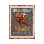 Personalized Gift Plaid Tartan Blanket Clan MacIntyre Ancient With Moose Lover Xmas Gift Santa Riding Christmas Fleece Blanket