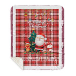 Personalized Gift Tartan Plaid Blanket Clan MacDougall Dress With Funny Santa Snowman Reindeer Merry Christmas Gift Sherpa Blanket, blue plaid sherpa blanket,blue tartan sherpa blanket,Buchan,buffalo plaid sherpa blanket,christmas sherpa blanket,Christmas Throw Blanket