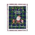 Personalized Gift Tartan Plaid Blanket Clan Alexander With Funny Santa Snowman Reindeer Merry Christmas Fleece Blanket, Home Living Room, Plaid Blanket, Tartan Blanket, Scottish Blanket, Buffalo fleece blanket, Christmas Blanket