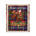 Personalized Gift Plaid Tartan Blanket Clan Glas With Moose Lover Xmas Gift Santa Riding Christmas Fleece Blanket