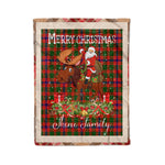 Personalized Gift Plaid Tartan Blanket Clan Skene With Moose Lover Xmas Gift Santa Riding Christmas Fleece Blanket