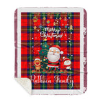 Personalized Gift Tartan Plaid Blanket Clan Ruthven With Funny Santa Snowman Reindeer Merry Christmas Gift Sherpa Blanket, blue plaid sherpa blanket,blue tartan sherpa blanket,Buchan,buffalo plaid sherpa blanket,christmas sherpa blanket,Christmas Throw Blanket