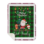 Personalized Gift Tartan Plaid Blanket Clan Ged With Funny Santa Snowman Reindeer Merry Christmas Gift Sherpa Blanket, blue plaid sherpa blanket,blue tartan sherpa blanket,Buchan,buffalo plaid sherpa blanket,christmas sherpa blanket,Christmas Throw Blanket