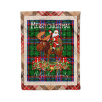 Personalized Gift Plaid Tartan Blanket Clan McGeachie With Moose Lover Xmas Gift Santa Riding Christmas Fleece Blanket