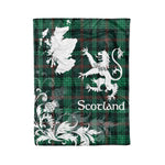 Scotstee Shop Tartan Plaid Fleece Blankets Thistle and Lion Scottish Clan Ross Hunting Modern Plaid Blanket