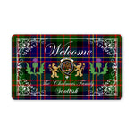 Doormat - Welcome Mat Scottish Clan Chalmers Tartan Door Mat, Plaid Doormat With Thistle and Two Lion Scottish