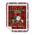 Personalized Gift Tartan Plaid Blanket Clan Davis With Funny Santa Snowman Reindeer Merry Christmas Gift Sherpa Blanket, blue plaid sherpa blanket,blue tartan sherpa blanket,Buchan,buffalo plaid sherpa blanket,christmas sherpa blanket,Christmas Throw Blanket
