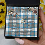 To My Beautiful Soulmate Necklace In Your Eyes I Have Found My Home Clan Stewart Muted Blue Tartan Wishbone Dancing Necklace
