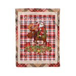 Personalized Gift Plaid Tartan Blanket Clan Renton With Moose Lover Xmas Gift Santa Riding Christmas Fleece Blanket