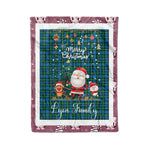 Personalized Gift Tartan Plaid Blanket Clan Lyon With Funny Santa Snowman Reindeer Merry Christmas Fleece Blanket, Home Living Room, Plaid Blanket, Tartan Blanket, Scottish Blanket, Buffalo fleece blanket, Christmas Blanket