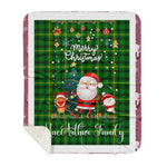 Personalized Gift Tartan Plaid Blanket Clan MacArthur With Funny Santa Snowman Reindeer Merry Christmas Gift Sherpa Blanket, blue plaid sherpa blanket,blue tartan sherpa blanket,Buchan,buffalo plaid sherpa blanket,christmas sherpa blanket,Christmas Throw Blanket