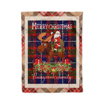Personalized Gift Plaid Tartan Blanket Clan Pennycook With Moose Lover Xmas Gift Santa Riding Christmas Fleece Blanket