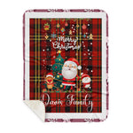 Personalized Gift Tartan Plaid Blanket Clan Davis With Funny Santa Snowman Reindeer Merry Christmas Gift Sherpa Blanket, blue plaid sherpa blanket,blue tartan sherpa blanket,Buchan,buffalo plaid sherpa blanket,christmas sherpa blanket,Christmas Throw Blanket