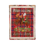 Personalized Gift Plaid Tartan Blanket Clan Lumsden With Moose Lover Xmas Gift Santa Riding Christmas Fleece Blanket