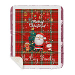 Personalized Gift Tartan Plaid Blanket Clan MacLay With Funny Santa Snowman Reindeer Merry Christmas Gift Sherpa Blanket, blue plaid sherpa blanket,blue tartan sherpa blanket,Buchan,buffalo plaid sherpa blanket,christmas sherpa blanket,Christmas Throw Blanket