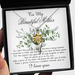 Sunflower Pendant Necklace - Mom Necklace, Son To My Mother Necklace On Wedding Day Gift For Mom, Mother Of The Groom Gift From Groom