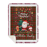 Personalized Gift Tartan Plaid Blanket Clan MacAlister Ancient With Funny Santa Snowman Reindeer Merry Christmas Gift Sherpa Blanket, blue plaid sherpa blanket,blue tartan sherpa blanket,Buchan,buffalo plaid sherpa blanket,christmas sherpa blanket,Christmas Throw Blanket