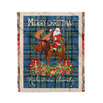 Personalized Gift Plaid Tartan Blanket Clan Robertson Hunting Ancient With Moose Lover Xmas Gift Santa Riding Christmas Fleece Blanket