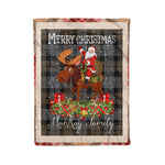 Personalized Gift Plaid Tartan Blanket Clan MacKay Weathered With Moose Lover Xmas Gift Santa Riding Christmas Fleece Blanket
