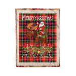 Personalized Gift Plaid Tartan Blanket Clan Christie With Moose Lover Xmas Gift Santa Riding Christmas Fleece Blanket