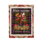 Personalized Gift Plaid Tartan Blanket Clan Cochrane With Moose Lover Xmas Gift Santa Riding Christmas Fleece Blanket
