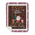 Personalized Gift Tartan Plaid Blanket Clan Graham Red With Funny Santa Snowman Reindeer Merry Christmas Gift Sherpa Blanket, blue plaid sherpa blanket,blue tartan sherpa blanket,Buchan,buffalo plaid sherpa blanket,christmas sherpa blanket,Christmas Throw Blanket